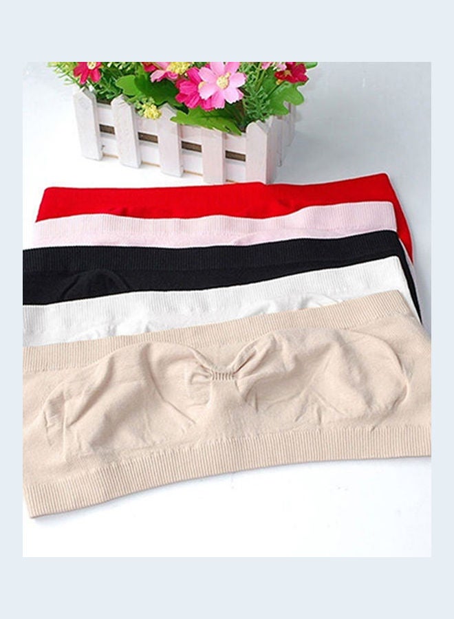 Women Soft Seamless Strapless Top Vest Breathable Sports Bras Bandeau  Tube Pink - Image 5