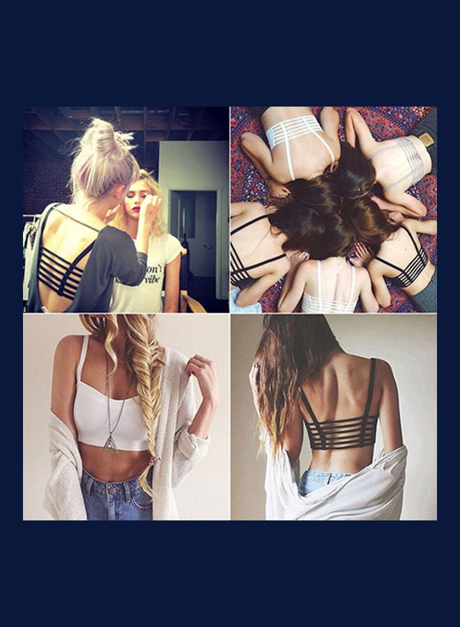 Generic - Women's Bralette Back Cut Out Spaghetti Padded Bra Vest Hollow Crop Top Black - Image 1
