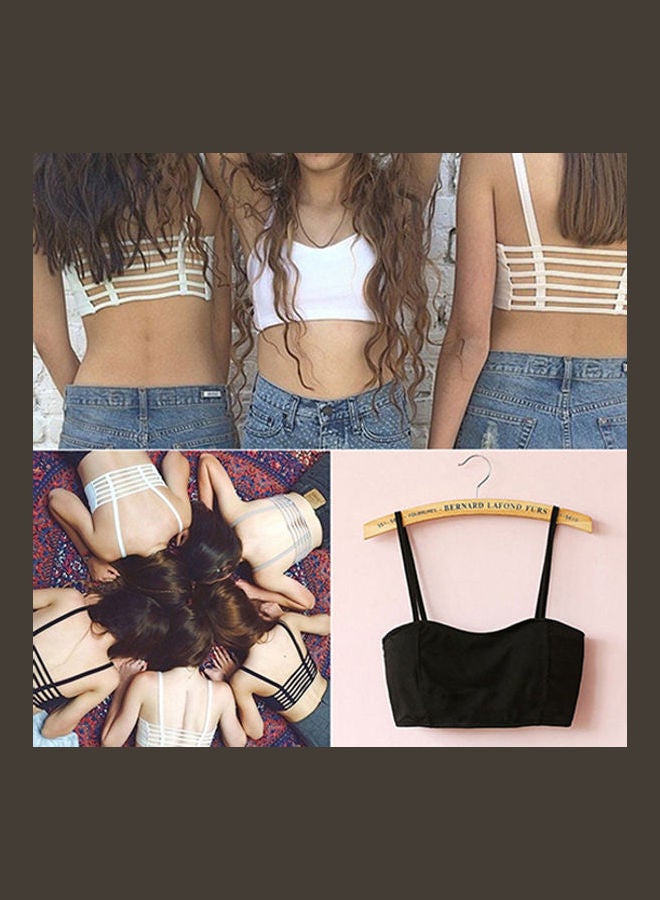 Generic - Women's Bralette Back Cut Out Spaghetti Padded Bra Vest Hollow Crop Top Black - Image 1