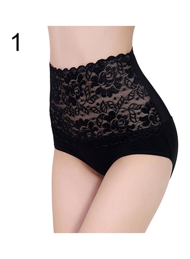 Women's Lace Floral Body Shaper Tummy Control Panties High Waist Underwear Black  - Image 1