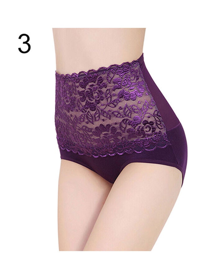Women's Lace Floral Body Shaper Tummy Control Panties High Waist Underwear Purple  - Image 1