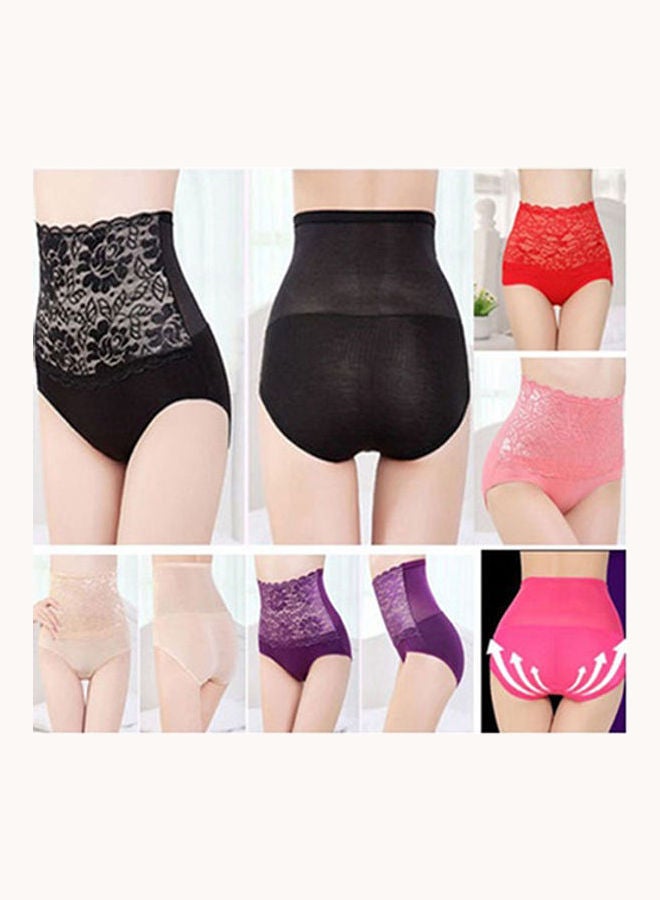 Women's Lace Floral Body Shaper Tummy Control Panties High Waist Underwear Purple  - Image 4