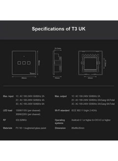 جهاز تحكم عن بعد ذكي T3UK1C-TX 86 ب3 أزرار وخاصية الواي فاي الذكية مع جهاز تحكم عن بعد RF433 متوافق مع أليكسا وجوجل هوم أسود 10.2×10.2×4.6سم - v1605897714/N36238762A_3