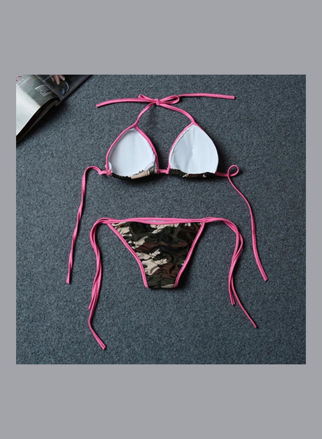 Women Camouflage Print Bandage Push-up Swimsuit Bathing Suit Bikini Set Pink/Camouflage  - Image 2