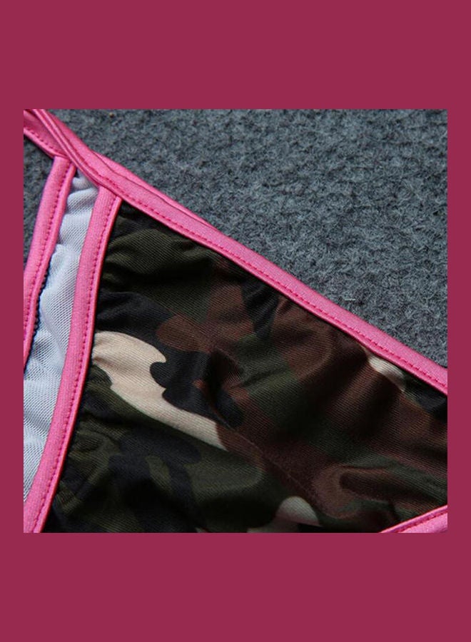 Women Camouflage Print Bandage Push-up Swimsuit Bathing Suit Bikini Set Pink/Camouflage  - Image 3