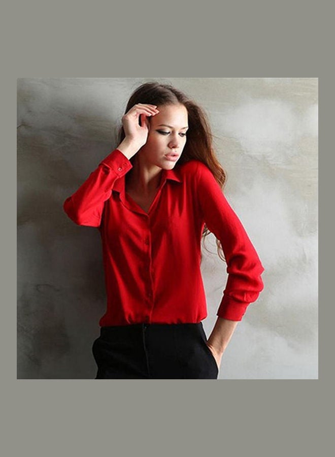 Women Fashion Work Wear Elegant Formal Office Blouse Plus Size Top Slim Shirt Blue  - Image 5