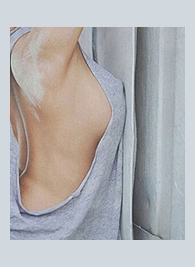 Women Summer Fashion V-neck Sleeveless Loose Casual T-shirt Vest Tank Top Grey  - Image 5