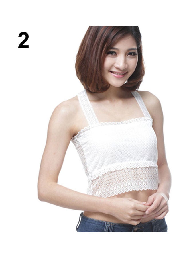 Lacy Strap Crop Top White - Image 1
