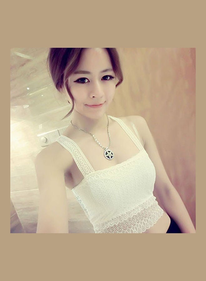 Lacy Strap Crop Top White - Image 4