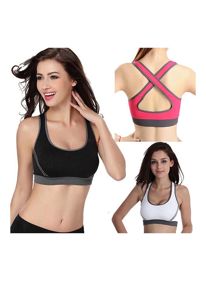 Women Jogging Sports Bra Gymwear Fitness Crop Top Yoga Exercise Cross Strap Vest Black  - Image 3