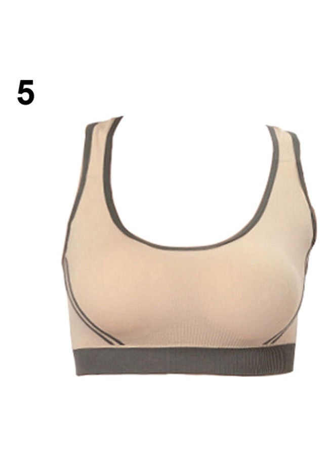 Women Jogging Sports Bra Gymwear Fitness Crop Top Yoga Exercise Cross Strap Vest Beige  - Image 1