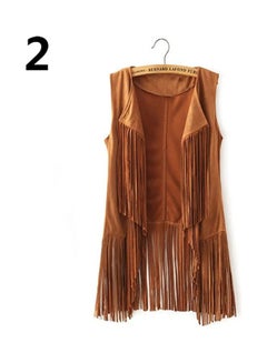 Generic Women Autumn Fashion Suedette Sleeveless Tassel Fringed Jacket Vest Waistcoat Orange  - Image 1