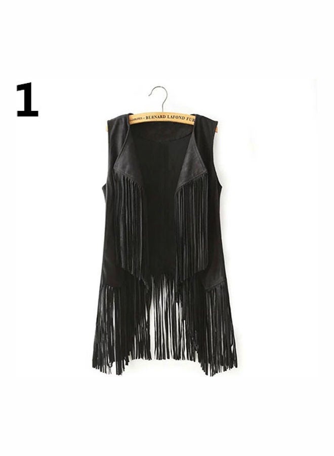 Generic - Women Autumn Fashion Suedette Sleeveless Tassel Fringed Jacket Vest Waistcoat Orange - Image 1