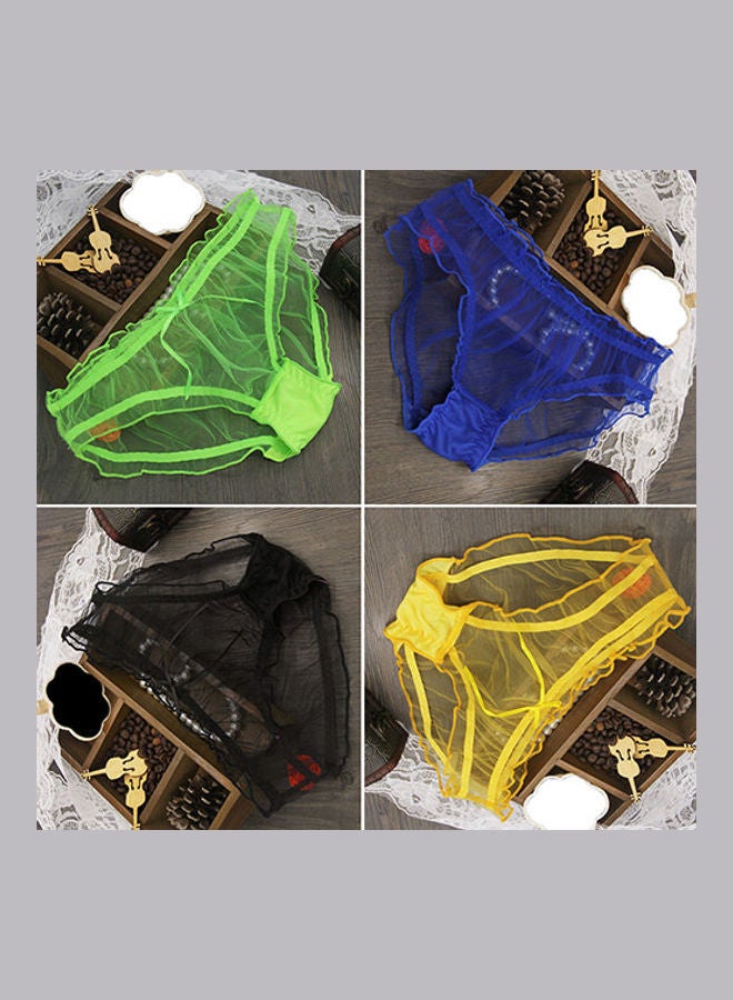 Women Breathable See-through Mesh Panties Bowknot Sheer Briefs Knickers Multicolour  - Image 5