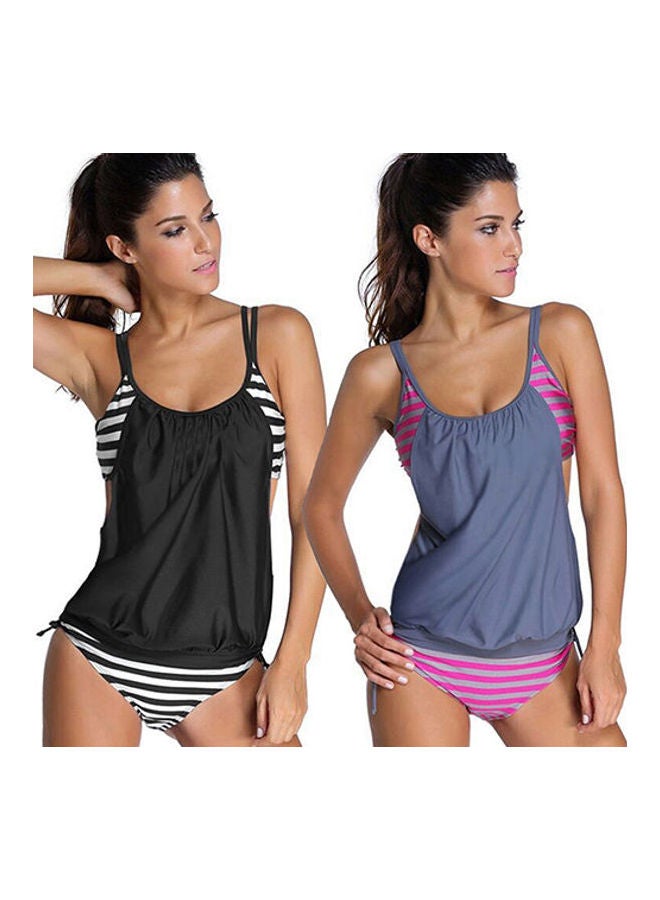 Generic - Women's Fashion Summer Two-Piece Padded Swimwear Swimsuit Bikini Bathing Suit Gray & Pink - Image 1