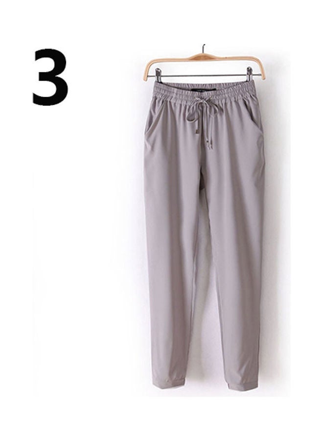 Women Fashion Casual Harem Pants Elastic Waist Slim Fit Full Length Trousers Gray - Image 1