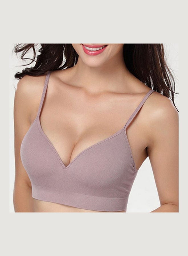 Women Sports Stretch Racerback Bra Yoga Slim Underwear Shear Seamless Tank Top Apricot - Image 3