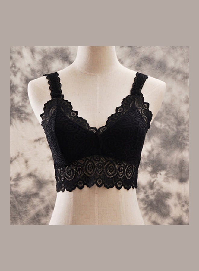 Fashion Lady Women Lace V Neck Padded Bra Stretch Soft Cami Tank Top Vest Black  - Image 1