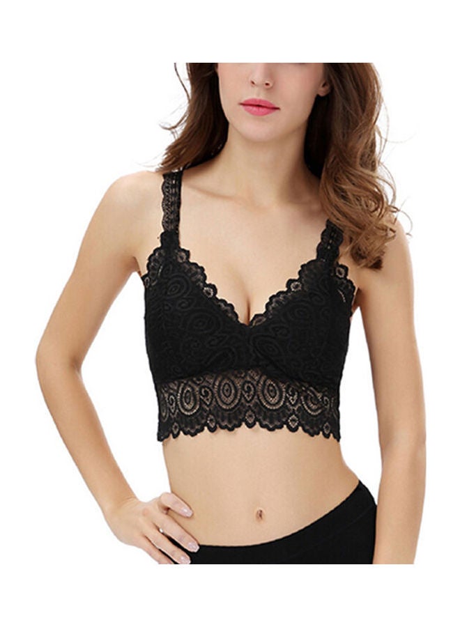Fashion Lady Women Lace V Neck Padded Bra Stretch Soft Cami Tank Top Vest White  - Image 1