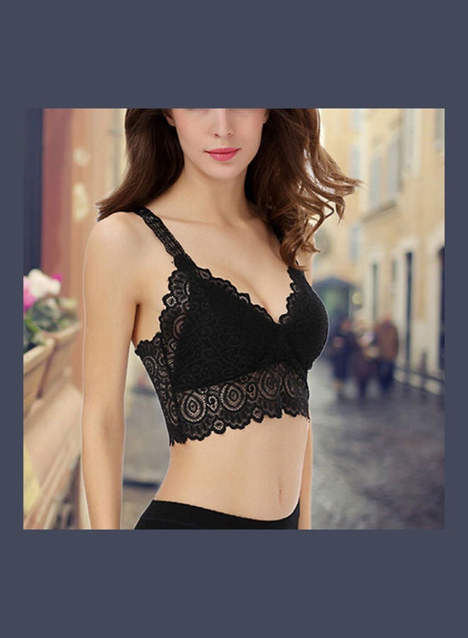 Fashion Lady Women Lace V Neck Padded Bra Stretch Soft Cami Tank Top Vest White  - Image 2