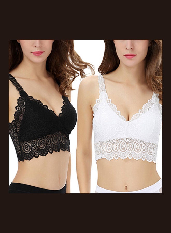 Fashion Lady Women Lace V Neck Padded Bra Stretch Soft Cami Tank Top Vest White  - Image 4