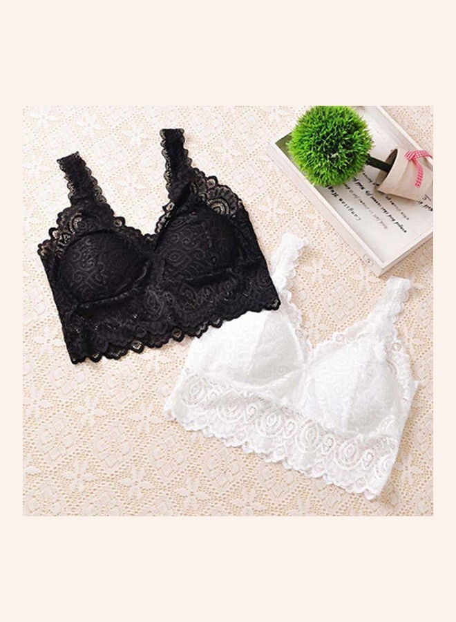 Fashion Lady Women Lace V Neck Padded Bra Stretch Soft Cami Tank Top Vest White  - Image 5