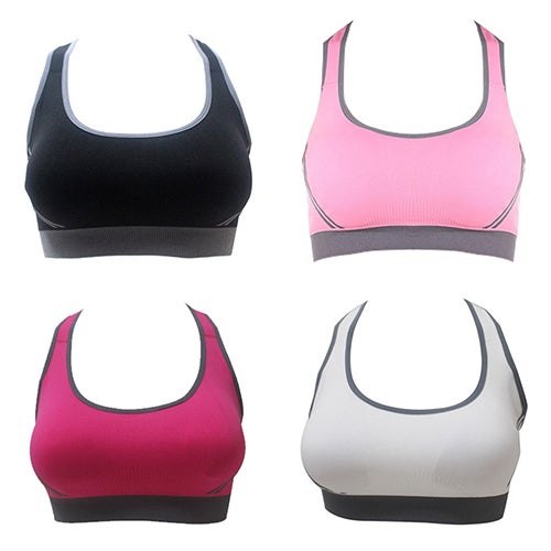 Women Sportswear Fitness Stretch Workout Padded Tops Sports Push Up Bra Black  - Image 2