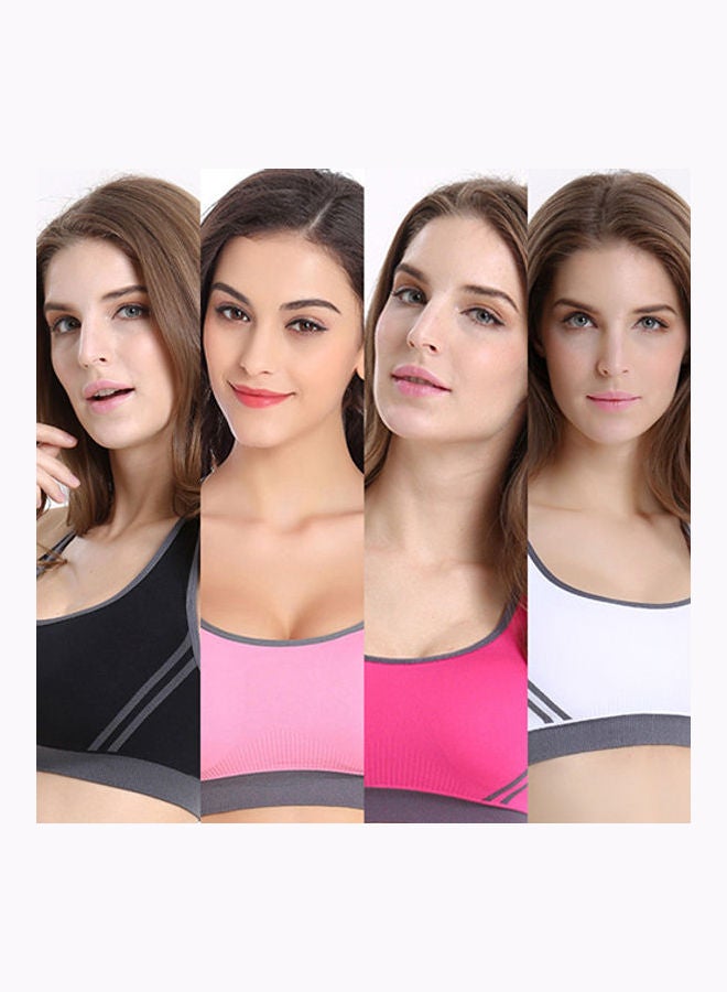 Women Sportswear Fitness Stretch Workout Padded Tops Sports Push Up Bra White - Image 3