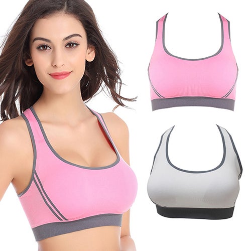 Women Sportswear Fitness Stretch Workout Padded Tops Sports Push Up Bra Black  - Image 5