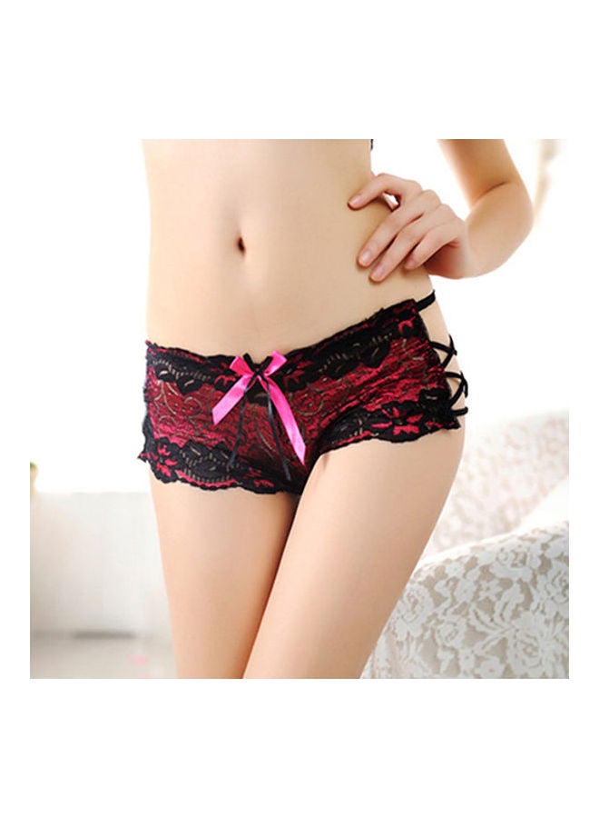 Women's  Hollow Lace Bowknot Hipster Panties Cross Straps Briefs Underpants Purple  - Image 3