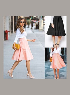 Women Summer High Waist Long A Line Pleated Midi Skirt Office Ball Dress Black - v1605898290/N42477479V_3