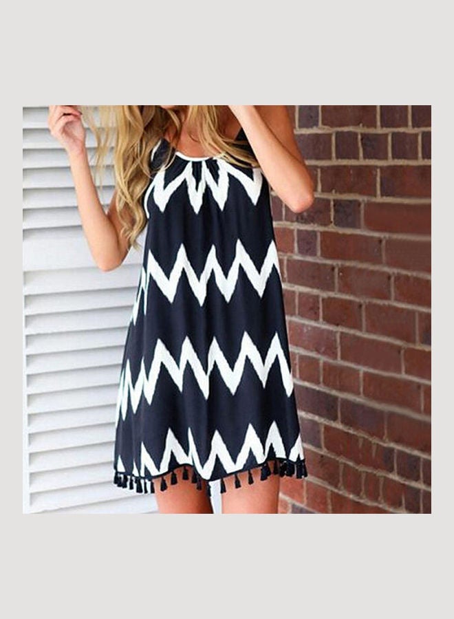 Women's Tassels Aztec Stripe Backless Strap Dress Beachwear Bikini Cover Up multicolor  - Image 1