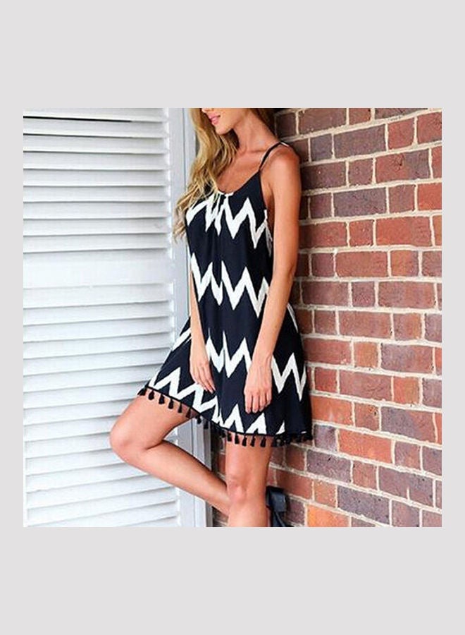 Women's Tassels Aztec Stripe Backless Strap Dress Beachwear Bikini Cover Up multicolor  - Image 1
