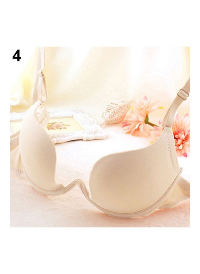 Women Fashion Bra Deep U Low Cut Push Up Backless Bra Brassiere Underwear Beige  - Image 1