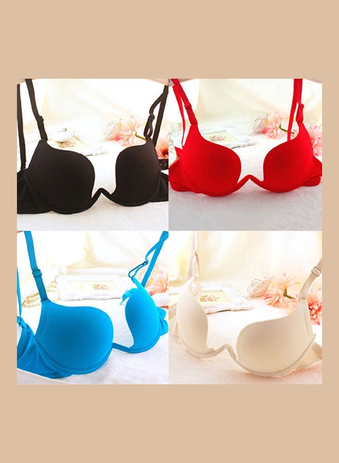 Women Fashion  Bra Deep U Low Cut Push Up Backless Bra Brassiere Underwear Red