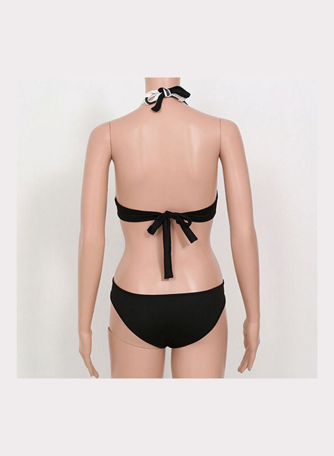 Generic - Women Summer Dot Print Cross Bikini One Pieces Swimsuit Slim Swimwear Black - Image 1