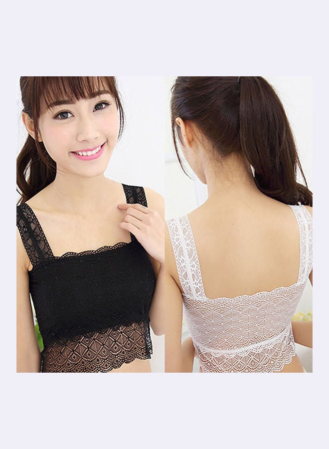 Women  Lace Rhombic Strap Sleeveless Tank Summer Shirt Vest Blouse Crop Tops White  - Image 5