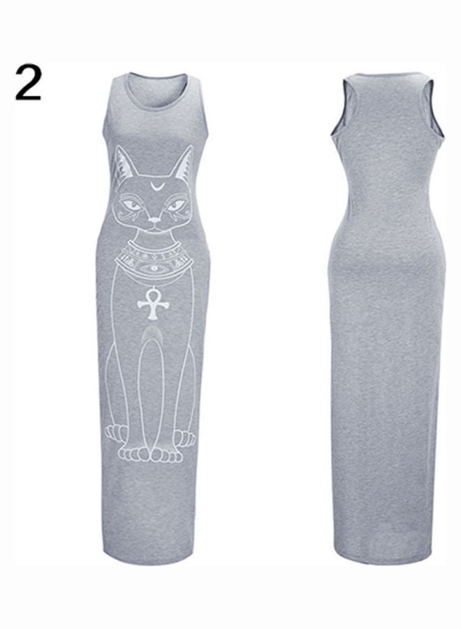 Women's Summer  Casual Boho Long Maxi Party Beach Dress Vest Sundress Grey - Image 1