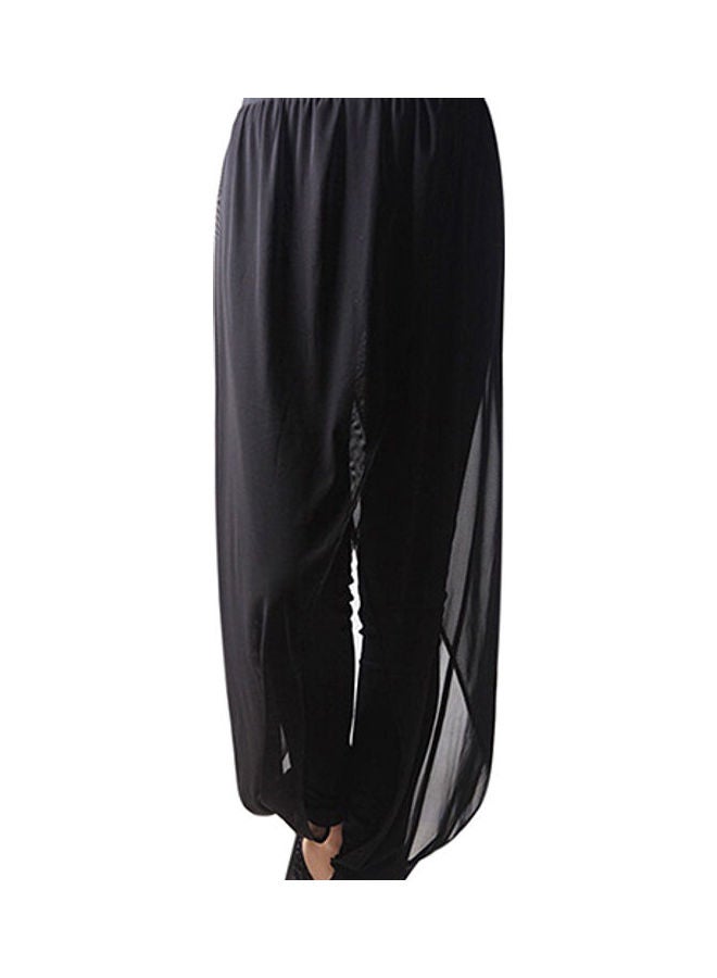 Ladies Chiffon Jointing Herem Pants Yoga Casual Baggy Loose Summer Trousers Black  - Image 5