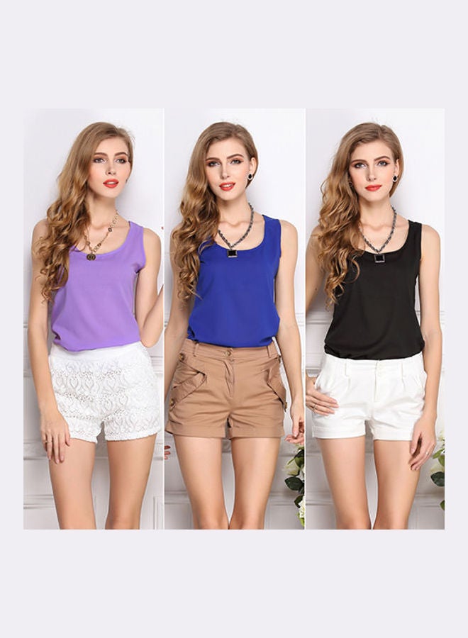 Fashion Summer Casual Chiffon Vest Tops Tank Sleeveless Shirt Blouse Rose-Red  - Image 2
