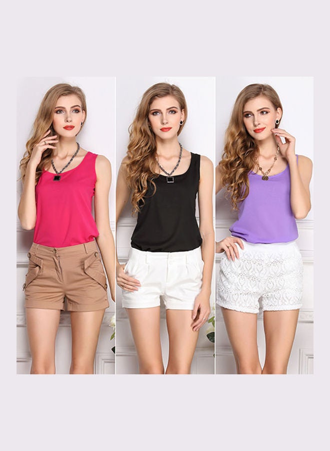 Fashion Summer Casual Chiffon Vest Tops Tank Sleeveless Shirt Blouse Rose-Red  - Image 4