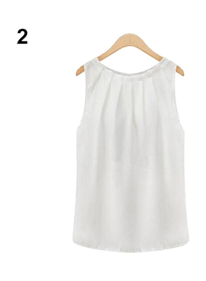 Fashion Sleeveless Summer Chiffon Vest Casual Tank Tops Shirt Blouse White  - Image 1