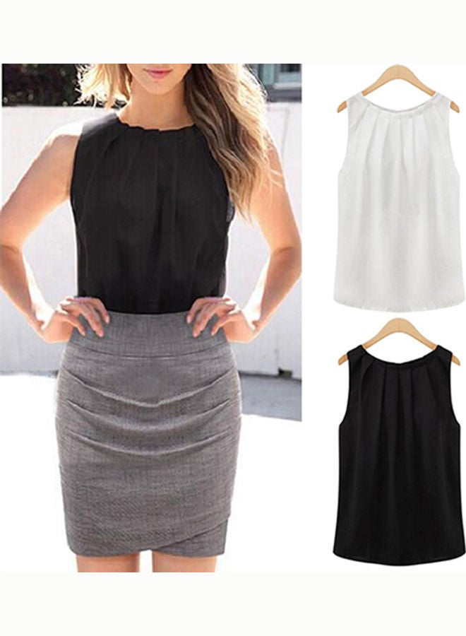 Fashion Sleeveless Summer Chiffon Vest Casual Tank Tops Shirt Blouse White  - Image 2