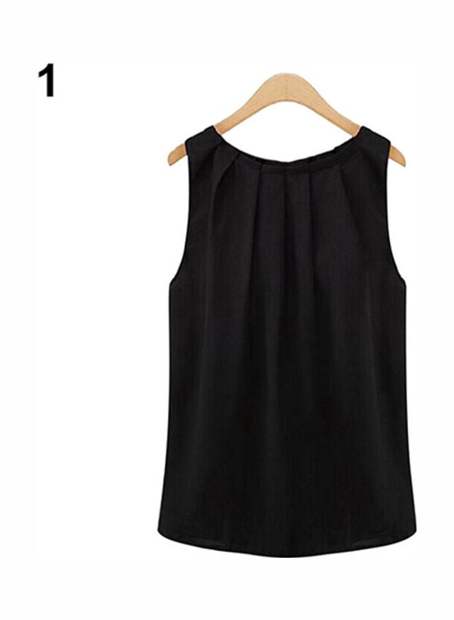 Fashion Sleeveless Summer Chiffon Vest Casual Tank Tops Shirt Blouse Black - Image 1