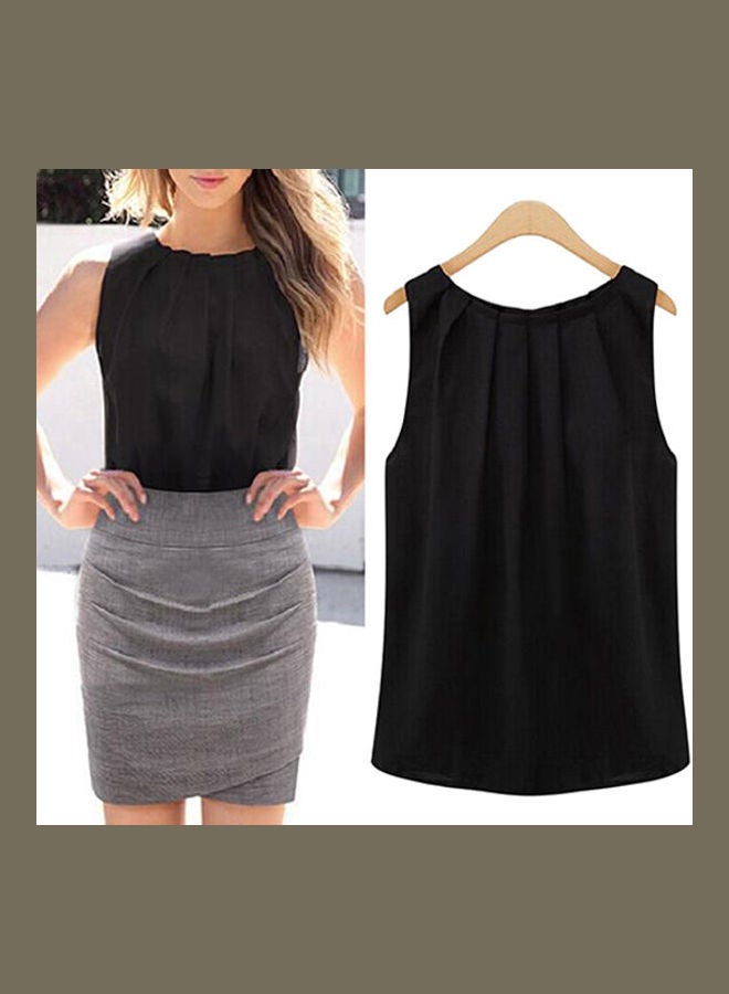 Fashion Sleeveless Summer Chiffon Vest Casual Tank Tops Shirt Blouse Black - Image 4