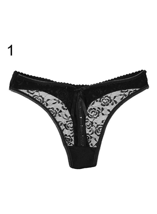 Generic - Women's Lace V-string Briefs Panties Thongs G-string Lingerie Underwear Black - Image 1