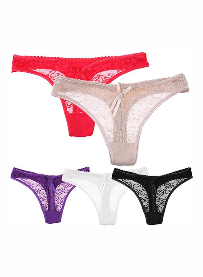 Generic - Women's Lace V-string Briefs Panties Thongs G-string Lingerie Underwear Black - Image 1