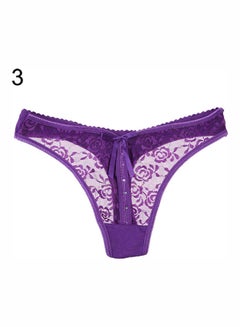 Generic Women's  Lace V-string Briefs Panties Thongs G-string Lingerie Underwear Purple 
