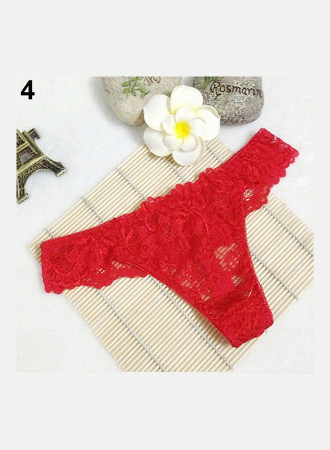 Generic Women Breathable Lace Panties Briefs Knickers Underwear Thongs G-String Red 