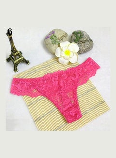 Generic Women Breathable Lace Panties Briefs Knickers Underwear Thongs G-String Rose-Red 